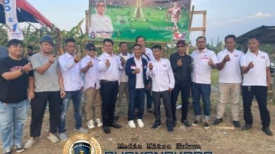 Ketua Partai PERINDO DPD Kabupaten Bekasi H Budiono SE Membuka Turnamen Sepakbola Sarmo Mista Cup Sukadanau Indah